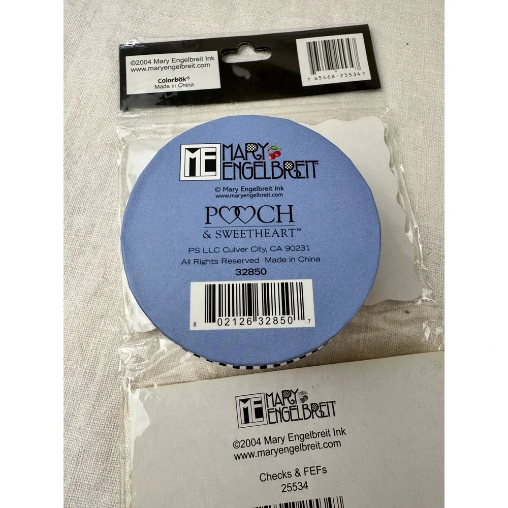 Mary Engelbreit Stationery Set Round Box and 2 Pack Self Stick Notes 2004